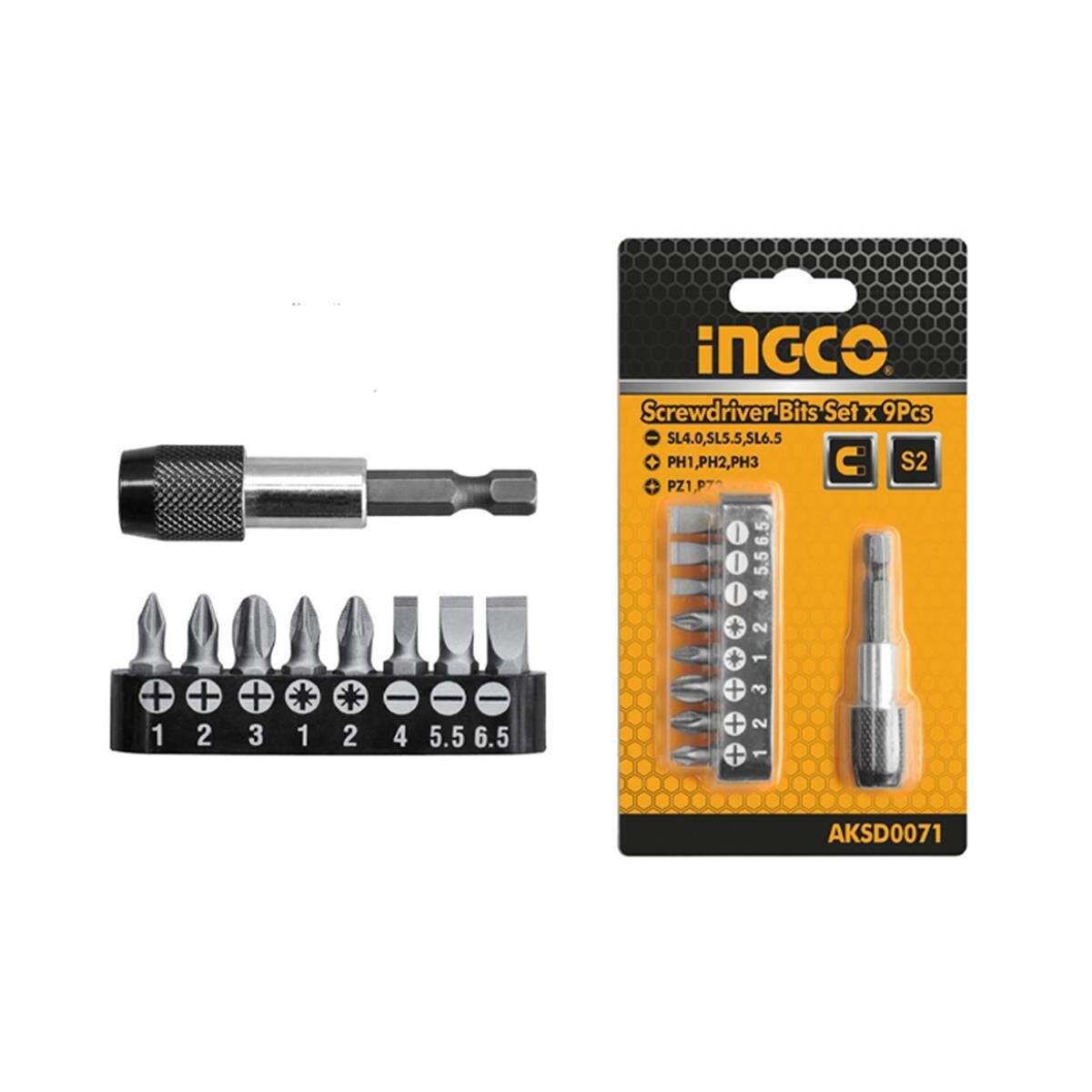 Ingco ING-AKSD0071 Bits Tornavida Ucu Seti 9'lu