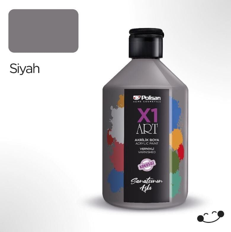 Polisan 0053 X1 Art Vernikli Boya Siyah 500 ml