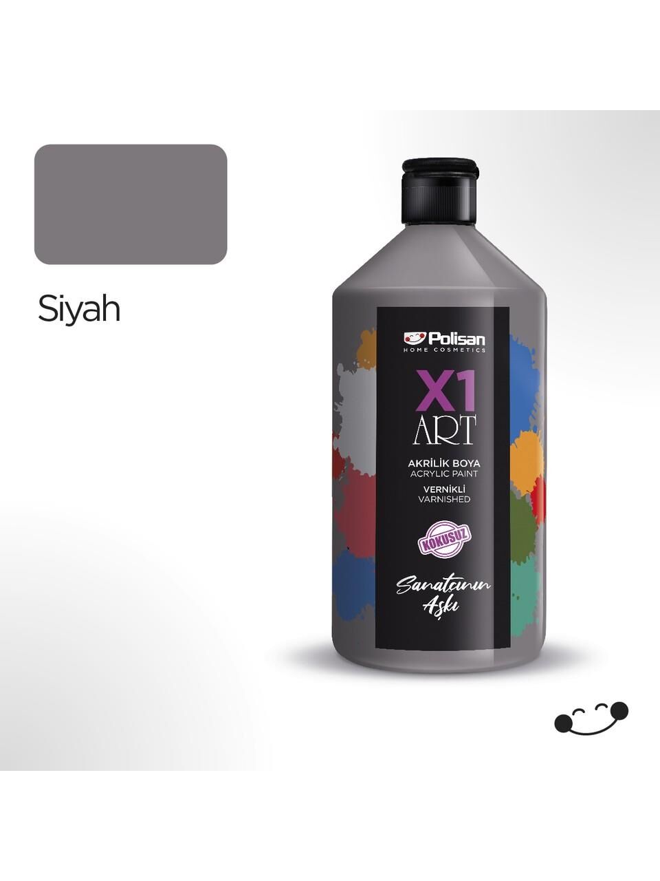 Polisan X1 Art Vernikli Boya Siyah 1000 ml