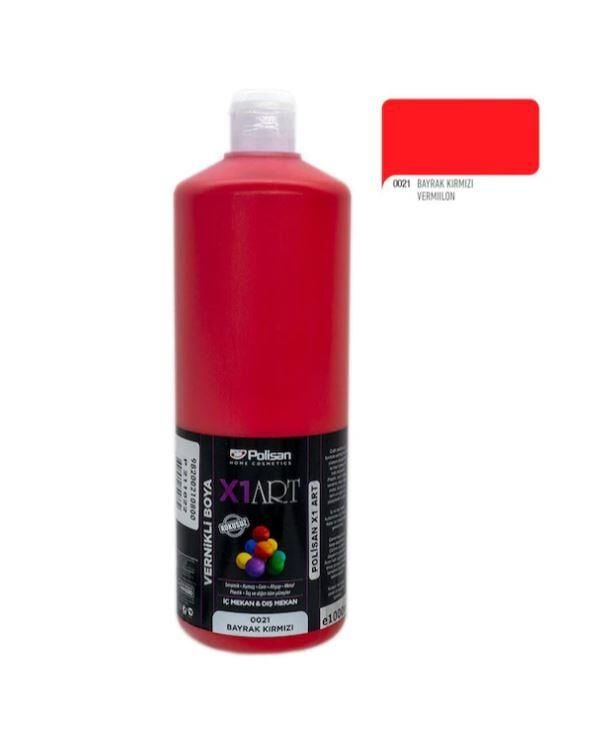 Polisan X1 Art Vernikli Boya Bayrak Kırmızı 1000 ml