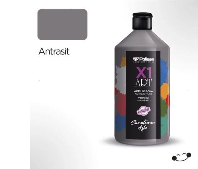 Polisan X1 Art Vernikli Boya Antrasit 1000 ml