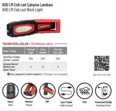 İZELTAŞ 14000 005383 600 LM Cob Led Çalışma Lambası