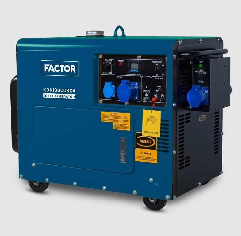 FACTOR KDK10000SCA OTOMATİK KABİNLİ  DİZEL MONOFAZE 9.4KV JENERATÖR 230V