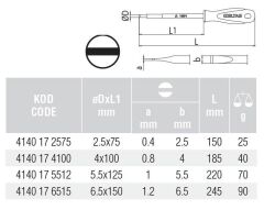 İzeltaş 4140 17 5512 İzoleli Düz Tornavida 1000V