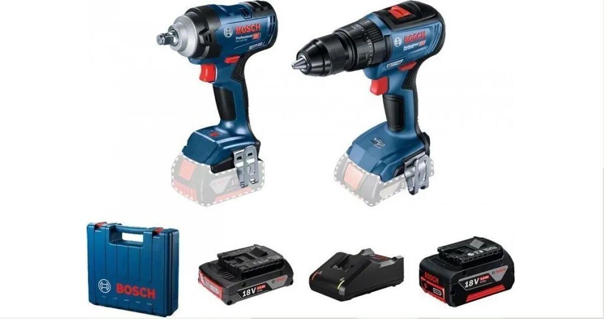 Bosch GDS 18V-400 + GSB 18V-50 Darbeli Somun Sıkma + Vidalama 18V 2 Ah ve 5Ah