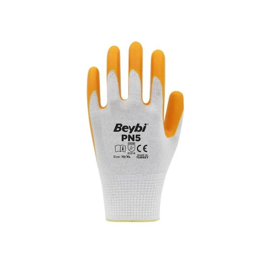 Beybi Pn5 Nitril Kaplama Örme Eldiven Sarı No:10