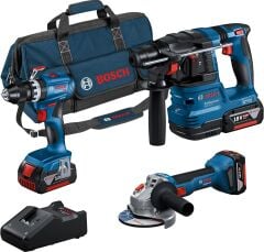 BOSCH KOMBİ SETİ 18V GSB+GBH+GWS+3X4.0AH+GAL