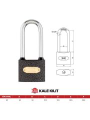 KALE KD001/70-560 GRİ UZUN ASMA KİLİT 60MM