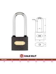 KALE KD001/70-560 GRİ UZUN ASMA KİLİT 60MM