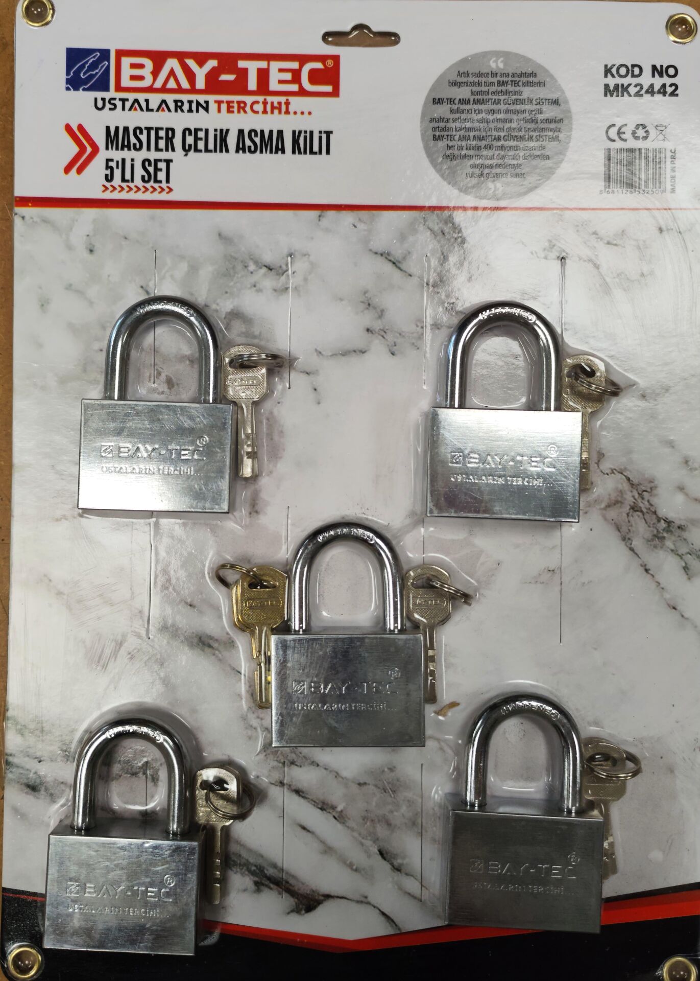 BAYTEC MK2442 MASTER ÇELİK ASMA KİLİT 55MM 5Lİ SET