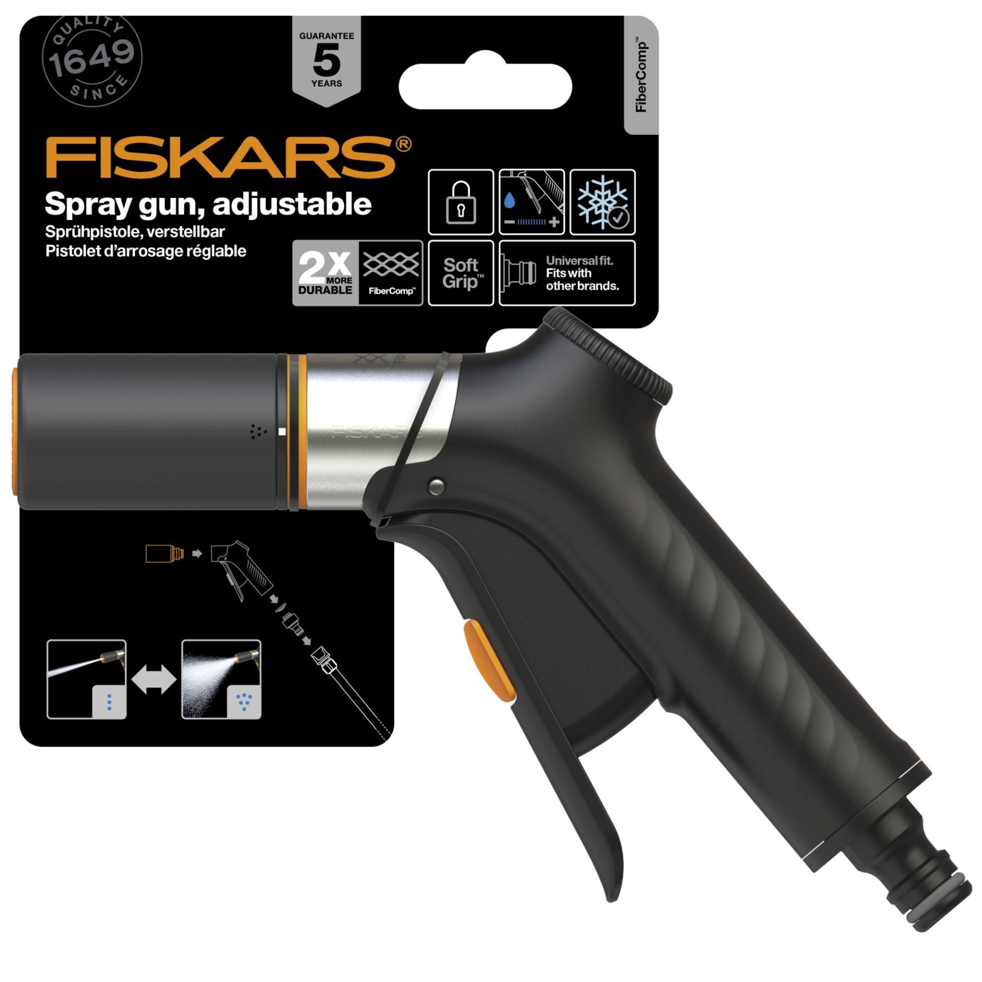 Fiskars 1067193 Fibercomp Ayarlanabilir Sulama Tabancası