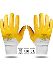 MAX SAFETY NIT-400 PAMUKLU NİTRİL ELDİVEN SARI 10