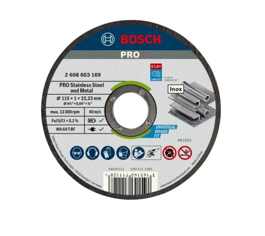BOSCH İNOX KESME TAŞI 115X1X22,23 MM